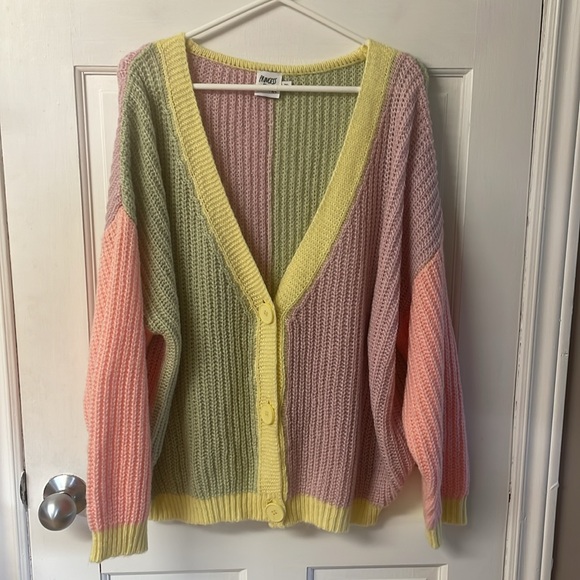 Princess Polly Naomi multicoloured V neck oversized cardigan women’s size L/XL - Picture 2 of 14